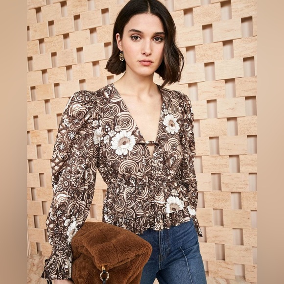 Ulla Johnson Tops - NWT Ulla Johnson Ren Floral Blouse Top in Teak